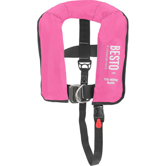Детский надувной спасательный жилет  Junior 100N Besto Raider Style Auto, Pink
