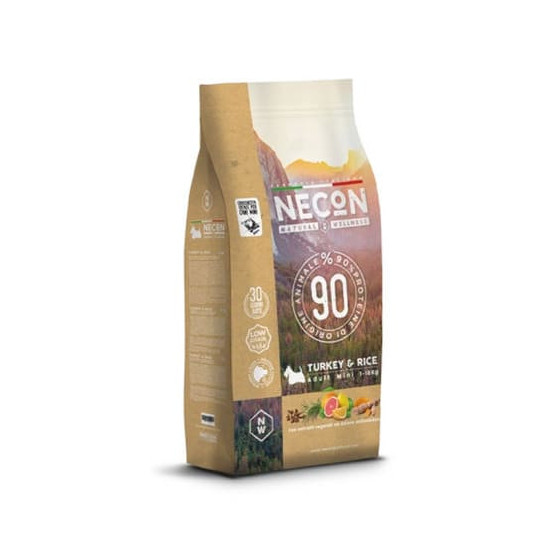 Sausā pilnvertīga barība pieaugušiem suņiem NECON Natural Welness dog mini adult tītars un rīsi 10 kg