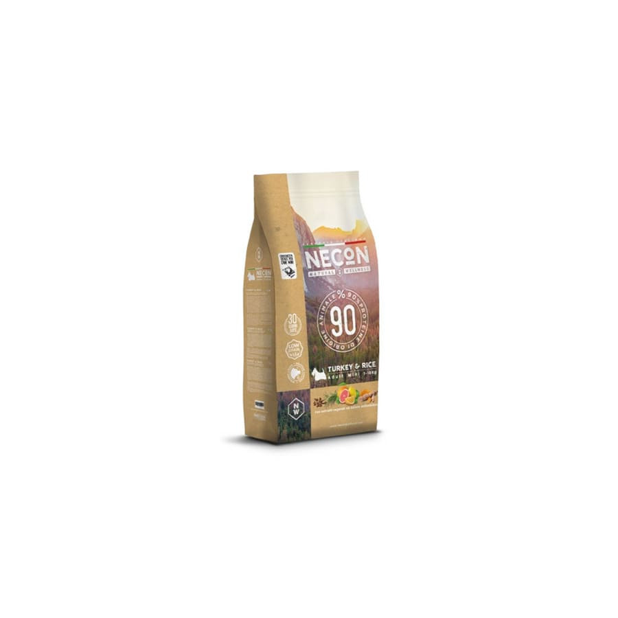 Сухой полнорационный корм для взрослых собак NECON Natural Welness dog mini adult мясо индейки и рис 10 кг