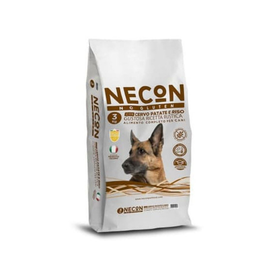 Dry complete food for adult dogs NECON No Gluten Cervo tasty wild recipe with deer meat, potatoes and rice 12 kg