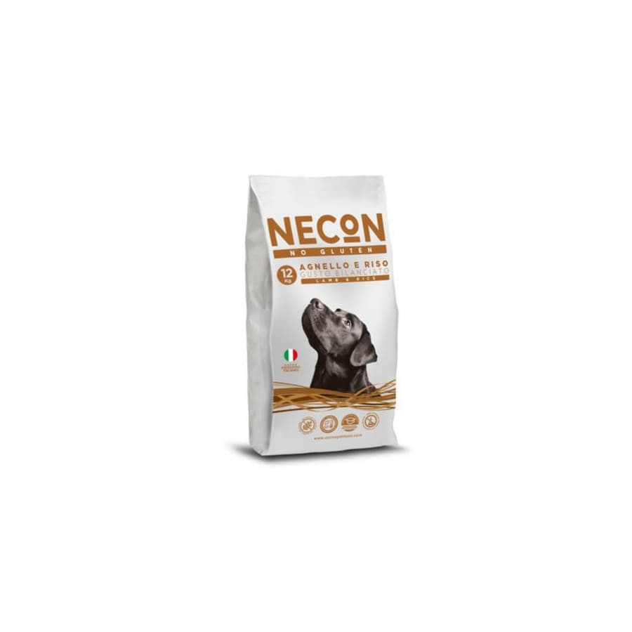 Dry complete food for adult dogs NECON No Gluten Lamb and rice 12 kg