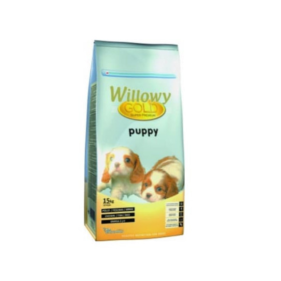 Sausā barība kucēniem Willowy GOLD PREMIUM Puppy vistas gaļa, tuncis,rīsi, darzeņi 15 kg