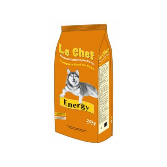 Sausā barība pieaugušiem suņiem LE CHEF Energy ar jera gaļu un rīsiem 20 kg