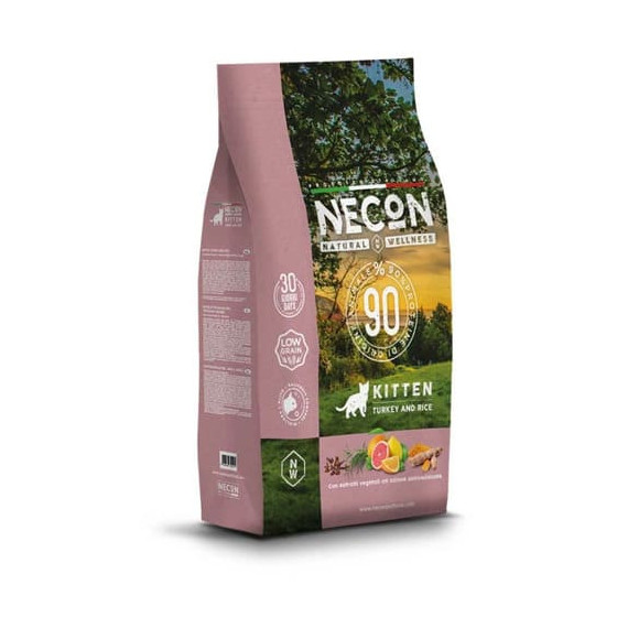 NECON Natural Wellness Kitten полнорационный сухой корм для котят с мясом индейки и рисом 10 kг