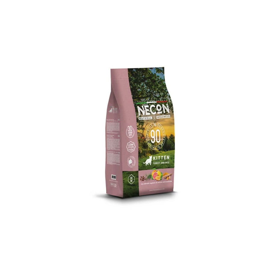 NECON Natural Wellness Kitten полнорационный сухой корм для котят с мясом индейки и рисом 10 kг