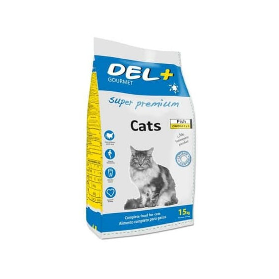 Сухой корм для взрослых кошек DEL + GOURMET Cats с курицей и тунцом15 кг